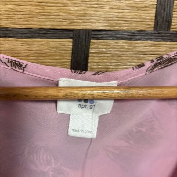 Pink Floral Tie Front Blouse Size Large - Picture 6 of 7